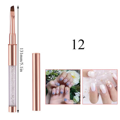 1 τεμ Kolinsky Sable Ακρυλικό πινέλο UV Gel Carving Pen Brush Liquid Powder DIY Nail Drawing Flat round Red Wood Nail Art Brush
