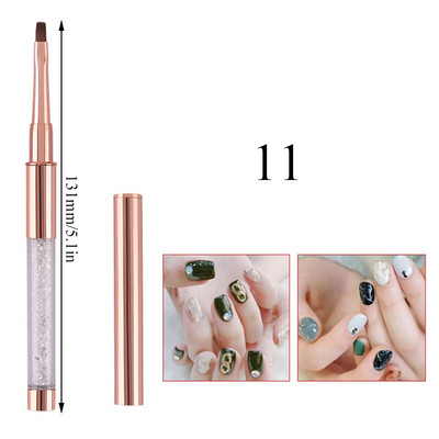 1 τεμ Kolinsky Sable Ακρυλικό πινέλο UV Gel Carving Pen Brush Liquid Powder DIY Nail Drawing Flat round Red Wood Nail Art Brush