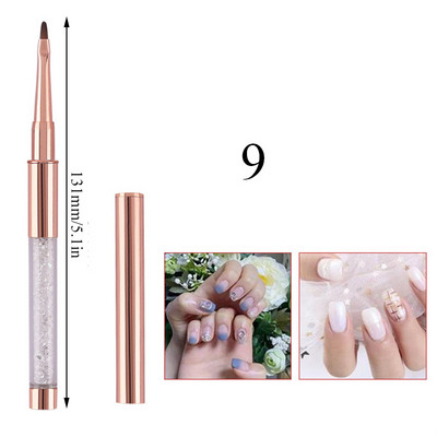 1 τεμ Kolinsky Sable Ακρυλικό πινέλο UV Gel Carving Pen Brush Liquid Powder DIY Nail Drawing Flat round Red Wood Nail Art Brush