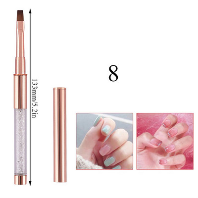 1 τεμ Kolinsky Sable Ακρυλικό πινέλο UV Gel Carving Pen Brush Liquid Powder DIY Nail Drawing Flat round Red Wood Nail Art Brush