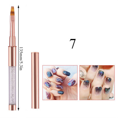 1 τεμ Kolinsky Sable Ακρυλικό πινέλο UV Gel Carving Pen Brush Liquid Powder DIY Nail Drawing Flat round Red Wood Nail Art Brush