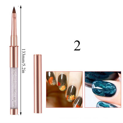 1 τεμ Kolinsky Sable Ακρυλικό πινέλο UV Gel Carving Pen Brush Liquid Powder DIY Nail Drawing Flat round Red Wood Nail Art Brush