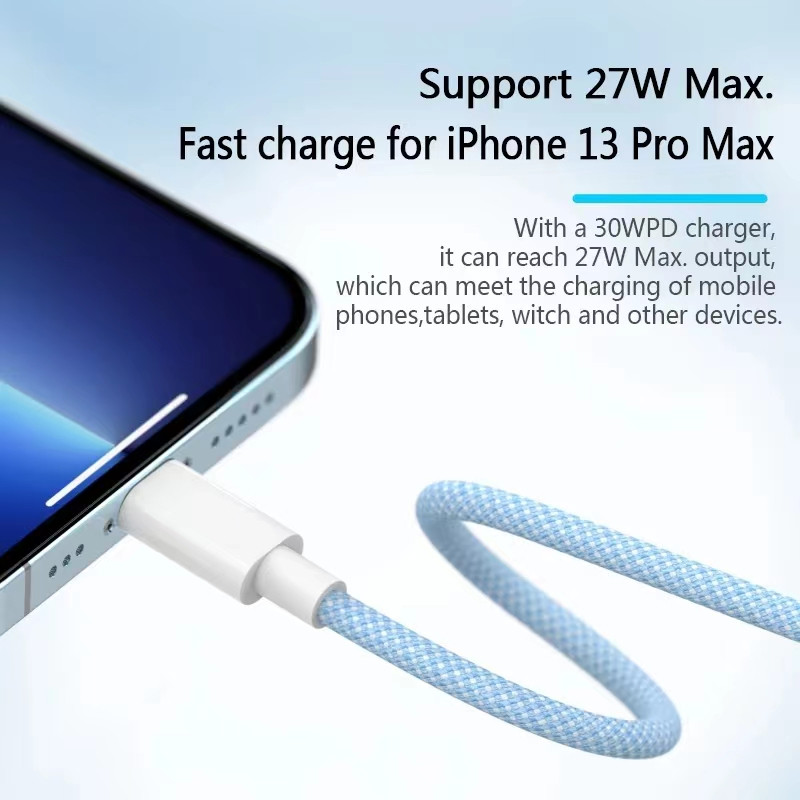 3A PD 20W USB-A – USB-C kábel Gyorstöltés 480Mbps OD3.8 gyorstöltő adatkábel iphone 8/XS/XR/12/13 töltőkábelhez