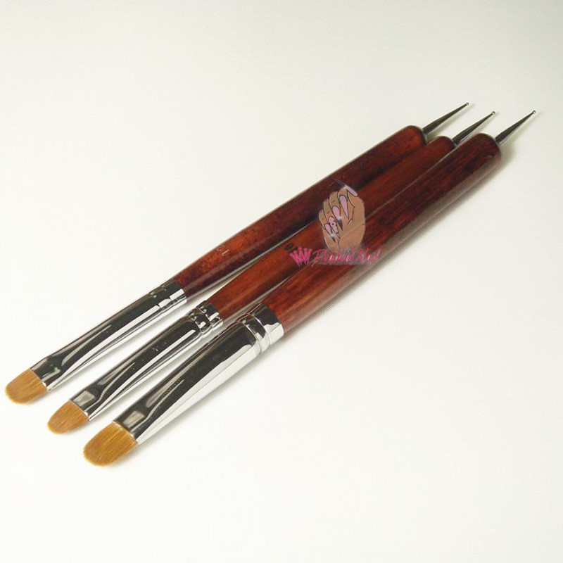 Kolinsky prancūziškas nagų šepetėlis 777 su taškymo įrankiu raudona medinė rankena akrilo nagų dailė profesionalus 12 dydis