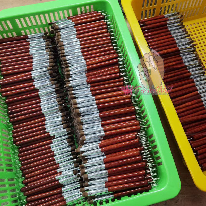 Kolinsky prancūziškas nagų šepetėlis 777 su taškymo įrankiu raudona medinė rankena akrilo nagų dailė profesionalus 12 dydis