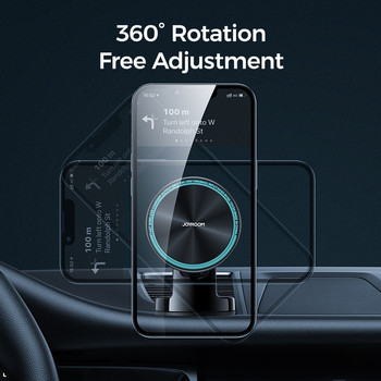 Joyroom Blue Light Магнитен държач за телефон за кола Бързо безжично зарядно за iPhone 13 12 Pro Max Зарядно за кола Метален държач за телефон Автомобил