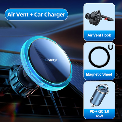 Joyroom Magnetic Wireless Charger Θήκη τηλεφώνου αυτοκινήτου για iPhone 13 12 Pro Max Mini Γρήγορη ασύρματη φόρτιση Φορτιστής αυτοκινήτου Βάση τηλεφώνου