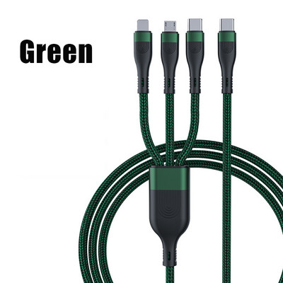 100 W-os gyorstöltő C típusú kábel 3 az 1-ben nylon fonott PD adatvonal MacBook iPad Pro Xiaomi Samsung Oneplus mobiltelefonhoz