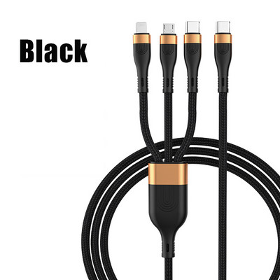 100 W-os gyorstöltő C típusú kábel 3 az 1-ben nylon fonott PD adatvonal MacBook iPad Pro Xiaomi Samsung Oneplus mobiltelefonhoz