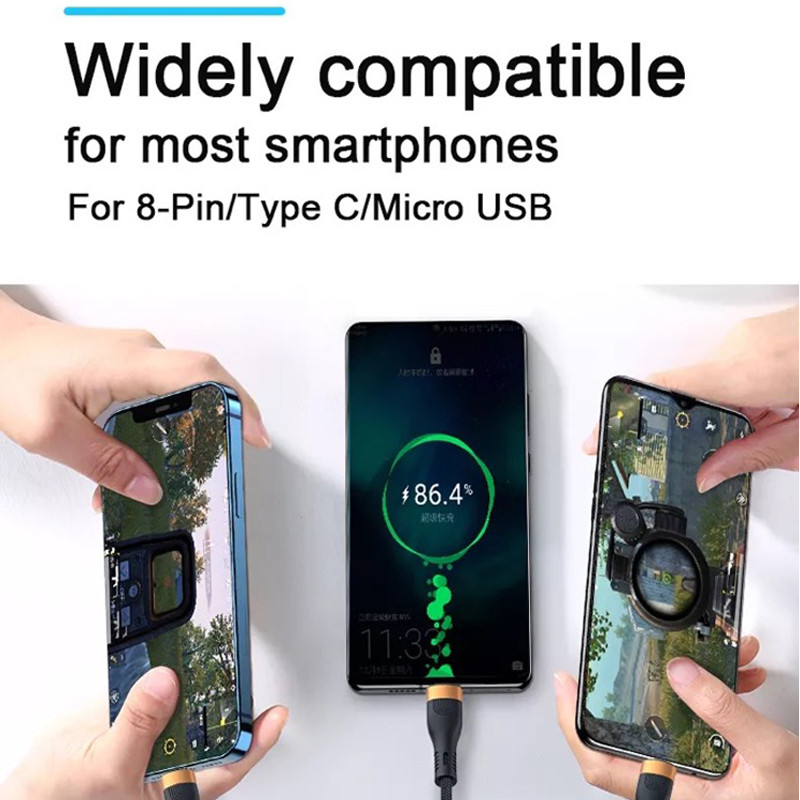 100 W-os gyorstöltő C típusú kábel 3 az 1-ben nylon fonott PD adatvonal MacBook iPad Pro Xiaomi Samsung Oneplus mobiltelefonhoz