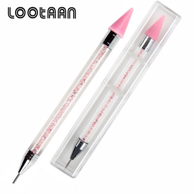 Lootaan 1vnt Daugiaspalvis dvispalvis nagų dailės vaškinis rašiklis, krištoliniai karoliukai, krištoliniai akmenys, brangakmeniai, vaško pieštukas, pieštukas, manikiūras