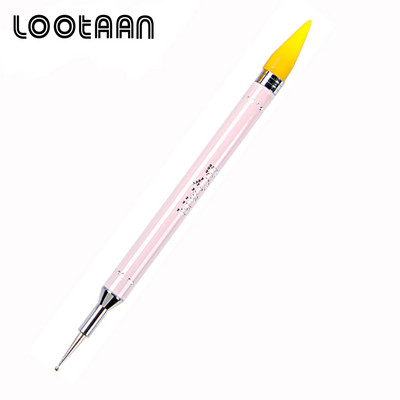 Lootaan 1vnt Daugiaspalvis dvispalvis nagų dailės vaškinis rašiklis, krištoliniai karoliukai, krištoliniai akmenys, brangakmeniai, vaško pieštukas, pieštukas, manikiūras