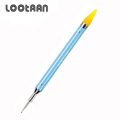 Lootaan 1vnt Daugiaspalvis dvispalvis nagų dailės vaškinis rašiklis, krištoliniai karoliukai, krištoliniai akmenys, brangakmeniai, vaško pieštukas, pieštukas, manikiūras