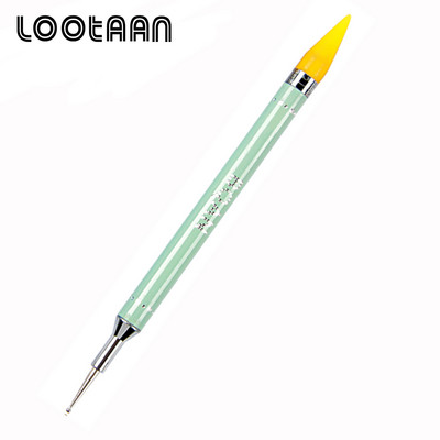 Lootaan 1vnt Daugiaspalvis dvispalvis nagų dailės vaškinis rašiklis, krištoliniai karoliukai, krištoliniai akmenys, brangakmeniai, vaško pieštukas, pieštukas, manikiūras