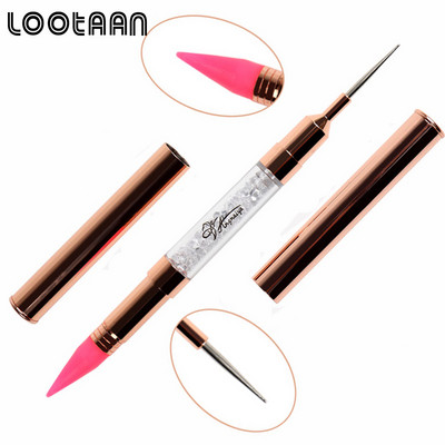 Lootaan 1vnt Daugiaspalvis dvispalvis nagų dailės vaškinis rašiklis, krištoliniai karoliukai, krištoliniai akmenys, brangakmeniai, vaško pieštukas, pieštukas, manikiūras