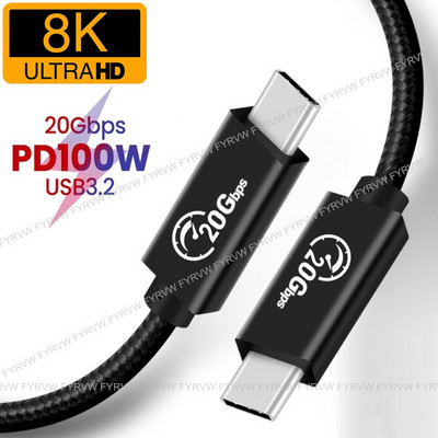 USB C–USB C kaabel 20 Gbps 10 Gbps kaabel 4K @ 60 Hz videomonitor PD100W QC4.0 kiirlaadija USB 3.2 Gen2 kaabel 20 Gbps MacBookile