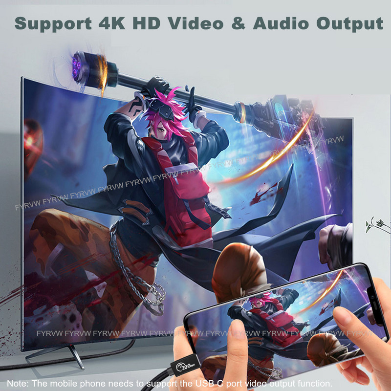 USB C na USB C kabel 20Gbps 10Gbps kabel 4K@60Hz video monitor PD100W QC4.0 brzi punjač USB 3.2 Gen2 kabel 20Gbps za MacBook