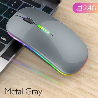 Új Bluetooth vezeték nélküli egér USB újratölthető RGB egérrel számítógéphez Laptop PC Macbook Gaming Mouse Gamer 2,4 GHz Portable M
