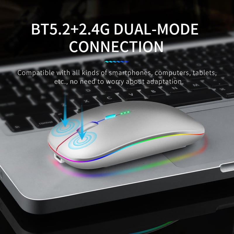 Új Bluetooth vezeték nélküli egér USB újratölthető RGB egérrel számítógéphez Laptop PC Macbook Gaming Mouse Gamer 2,4 GHz Portable M