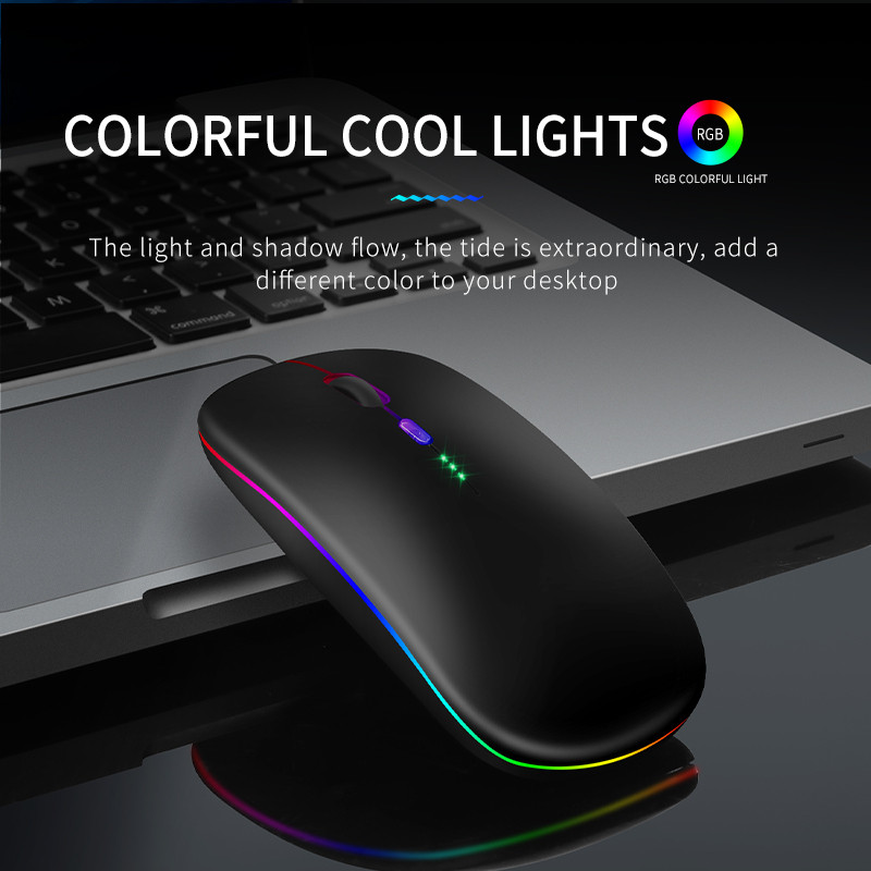 Új Bluetooth vezeték nélküli egér USB újratölthető RGB egérrel számítógéphez Laptop PC Macbook Gaming Mouse Gamer 2,4 GHz Portable M