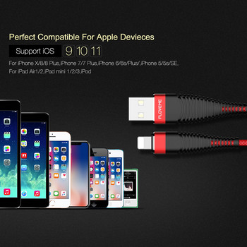 Καλώδιο USB υψηλής αντοχής FLOVEME για iPhone, 5V/2A Συγχρονισμός δεδομένων φόρτισης 1m 2m πλεκτό καλώδιο τηλεφώνου για Apple iPhone 7 X 6 8 Plus 10 Cabo