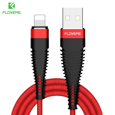 FLOVEME nagy szakítós USB-kábel iPhone-hoz,5V/2A Charge Data Sync 1m 2m fonott telefonkábel Apple iPhone 7 X 6 8 Plus 10 Cabo telefonhoz