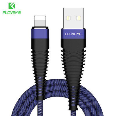 FLOVEME nagy szakítós USB-kábel iPhone-hoz,5V/2A Charge Data Sync 1m 2m fonott telefonkábel Apple iPhone 7 X 6 8 Plus 10 Cabo telefonhoz