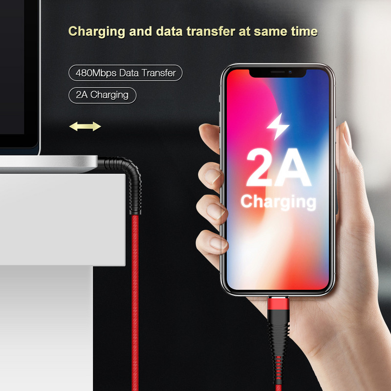 FLOVEME nagy szakítós USB-kábel iPhone-hoz,5V/2A Charge Data Sync 1m 2m fonott telefonkábel Apple iPhone 7 X 6 8 Plus 10 Cabo telefonhoz