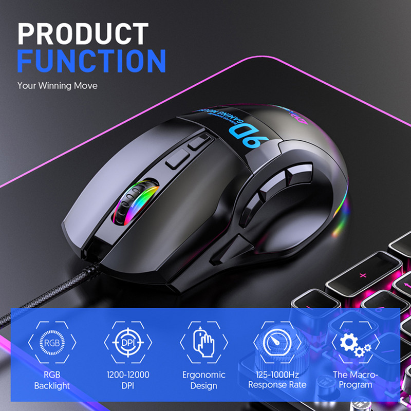 12000 DPI játékegér 7 gombos LED optikai USB vezetékes egerek profi játékosokhoz, kiváló minőség