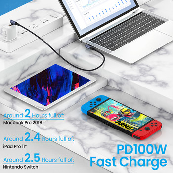 PD100W Type-C Data Cable Type C към USB C Double Elbow QC4.0 5A Fast Charging Cable Phone Charge Cord за Samsung Xiaomi Realme