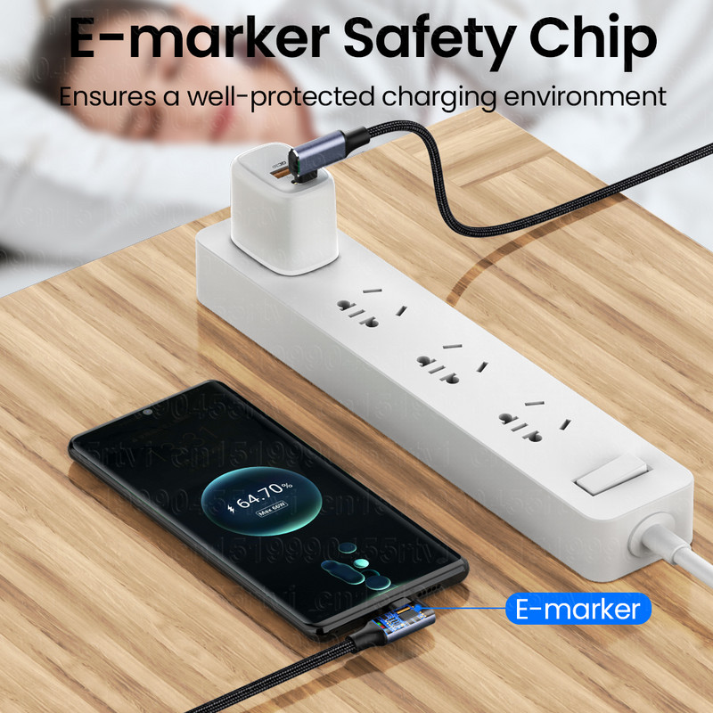 Cablu de date PD100W tip C tip C la USB C cot dublu QC4.0 5A Cablu de încărcare a telefonului Kable de încărcare rapidă pentru Samsung Xiaomi Realme