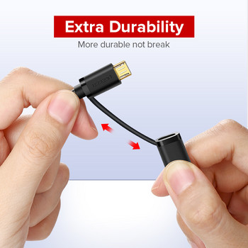 Καλώδιο Ugreen USB Type C για Samsung Galaxy S10 S9 Plus 2 σε 1 Καλώδιο Micro USB γρήγορης φόρτισης για tablet Xiaomi Android Καλώδιο USB