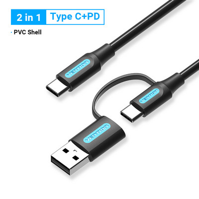 Kábel Vention USB typu C pre Redmi note 8 2 v 1 s rýchlym nabíjaním Micro USB pre Samsung Galaxy Note S10 USB kábel pre mobilný telefón