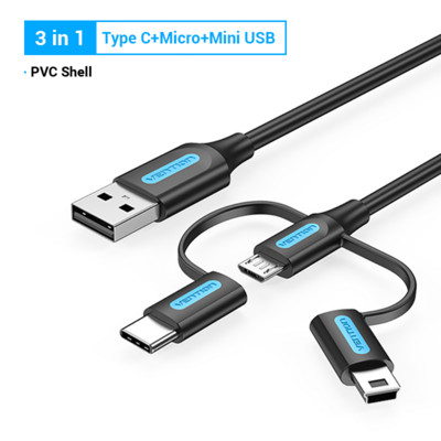 Kábel Vention USB typu C pre Redmi note 8 2 v 1 s rýchlym nabíjaním Micro USB pre Samsung Galaxy Note S10 USB kábel pre mobilný telefón
