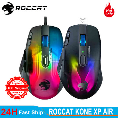 Original For ROCCAT KONE XP Air Wireless Bluetooth Gaming Mouse 16.8millions 3D RGB Gamer Mice, 19000 DPI, Owl-Eye 2 Engine