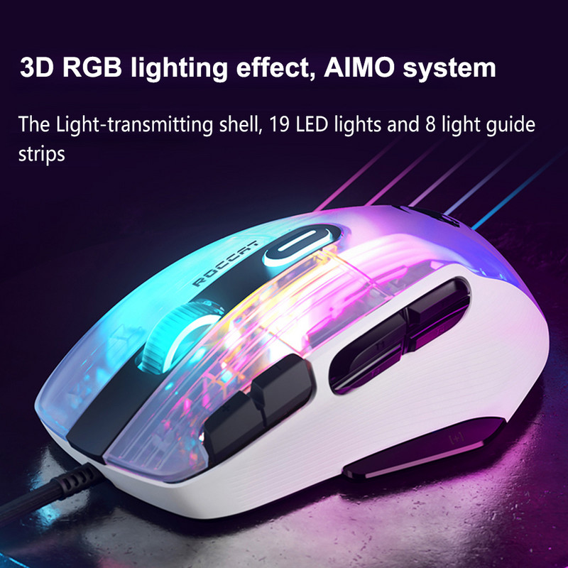 Originaal ROCCAT KONE XP Air juhtmevaba Bluetooth mänguhiire jaoks 16,8 miljonit 3D RGB mängurihiirt, 19000 DPI, Owl-Eye 2 mootor