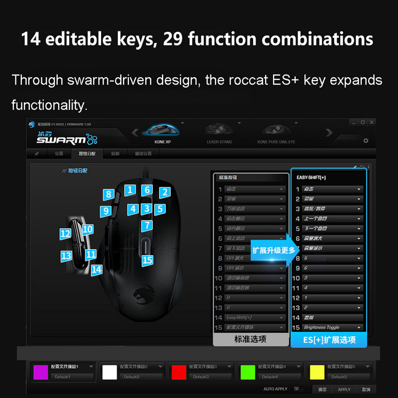 Originaal ROCCAT KONE XP Air juhtmevaba Bluetooth mänguhiire jaoks 16,8 miljonit 3D RGB mängurihiirt, 19000 DPI, Owl-Eye 2 mootor