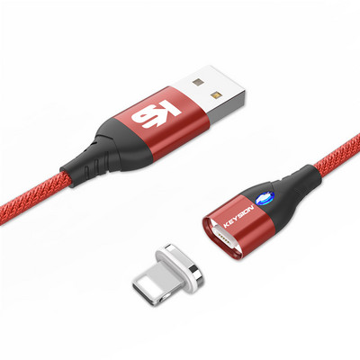 KEYSION Μαγνητικό καλώδιο Micro USB Type C για iPhone Καλώδιο Lightning 1M 3A Καλώδιο γρήγορης φόρτισης Τύπου C Μαγνητικός φορτιστής Καλώδιο τηλεφώνου
