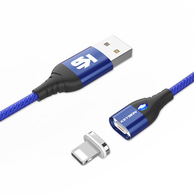 KEYSION Μαγνητικό καλώδιο Micro USB Type C για iPhone Καλώδιο Lightning 1M 3A Καλώδιο γρήγορης φόρτισης Τύπου C Μαγνητικός φορτιστής Καλώδιο τηλεφώνου