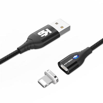 KEYSION Μαγνητικό καλώδιο Micro USB Type C για iPhone Καλώδιο Lightning 1M 3A Καλώδιο γρήγορης φόρτισης Τύπου C Μαγνητικός φορτιστής Καλώδιο τηλεφώνου
