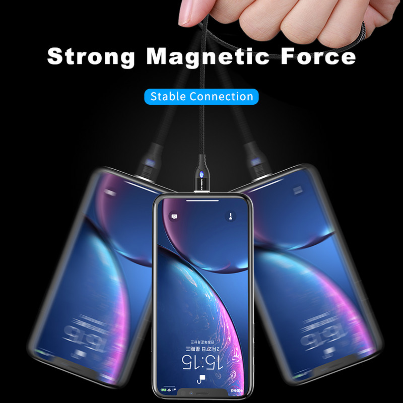 KEYSION Magnetický kábel Micro USB Type-C pre iPhone Lightning kábel 1M 3A Rýchlonabíjací kábel Type-C Magnet Nabíjací kábel pre telefón