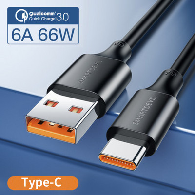 „SmartDevil Type C Cable“, skirtas „Samsung 6A QC3.0 Data Line Super Charging“, skirtas „Huawei Xiaomi Micro USB-C“ telefono laido greitajam įkrovikliui
