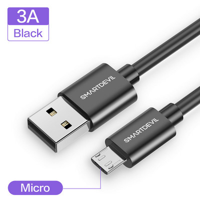 „SmartDevil Type C Cable“, skirtas „Samsung 6A QC3.0 Data Line Super Charging“, skirtas „Huawei Xiaomi Micro USB-C“ telefono laido greitajam įkrovikliui