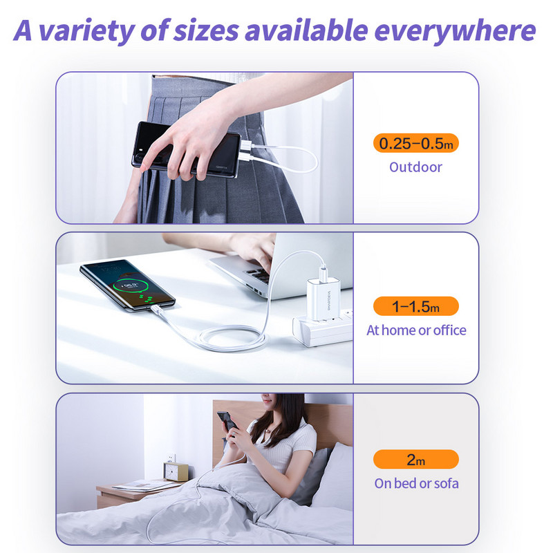 „SmartDevil Type C Cable“, skirtas „Samsung 6A QC3.0 Data Line Super Charging“, skirtas „Huawei Xiaomi Micro USB-C“ telefono laido greitajam įkrovikliui