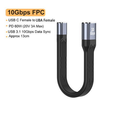 USB 4.0 Gen3 adatkábel 4K@60Hz 40Gbps PD 100W 5A USB C gyorstöltő adapter átalakító Thunderbolt 3 Type C hosszabbító kábelhez