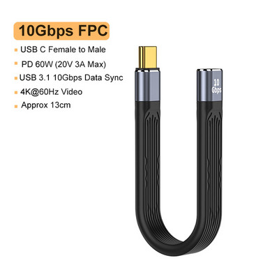 USB 4.0 Gen3 adatkábel 4K@60Hz 40Gbps PD 100W 5A USB C gyorstöltő adapter átalakító Thunderbolt 3 Type C hosszabbító kábelhez