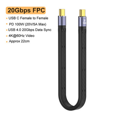USB 4.0 Gen3 adatkábel 4K@60Hz 40Gbps PD 100W 5A USB C gyorstöltő adapter átalakító Thunderbolt 3 Type C hosszabbító kábelhez