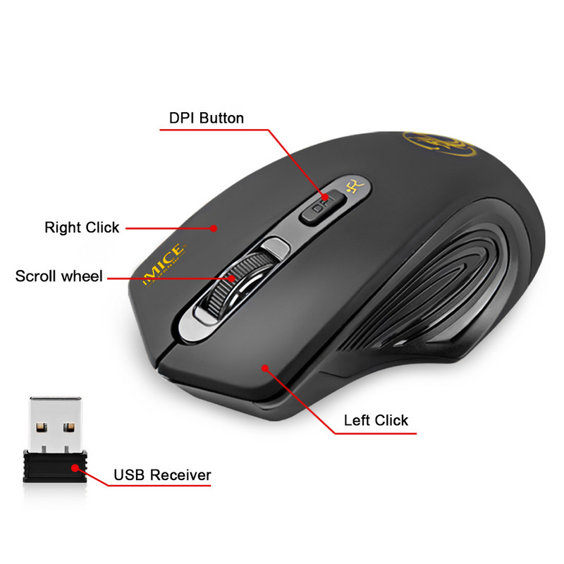 iMice Wireless Mouse 4 Buttons 2000DPI Mause 2.4G Optical USB Silent Mouse Εργονομικά ποντίκια ασύρματα για φορητό υπολογιστή Ποντίκι υπολογιστή
