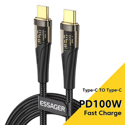 Cablu Essager PD 100W USB C la Type-C 5A Încărcare rapidă pentru telefon, cablu de sârmă pentru Samsung Xiaomi Huawei MacBook Pro iPad POCO