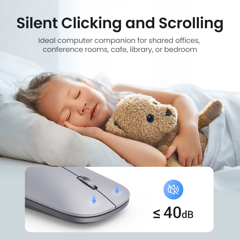 UGREEN pelė belaidė Bluetooth 2.4G tyli pelė 4000 DPI kairioji dešinė ranka skirta MacBook planšetiniam kompiuteriui nešiojamam kompiuteriui belaidė pelė